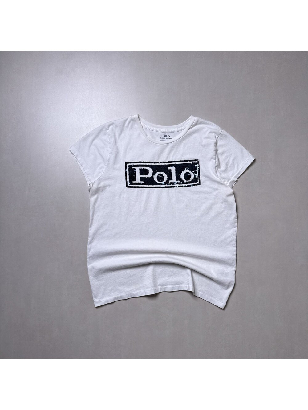 Y2K Polo Ralph Lauren Sequin Logo White Tee Shirt